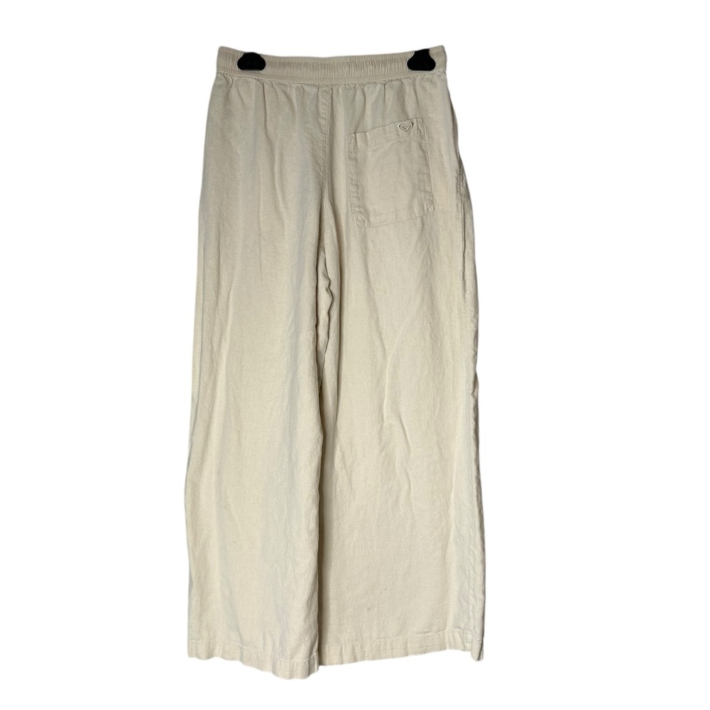 Roxy Linen Blend Pull On Pants Cream Wide Leg Beach Coastal Women’s Small - Picture 5 of 15